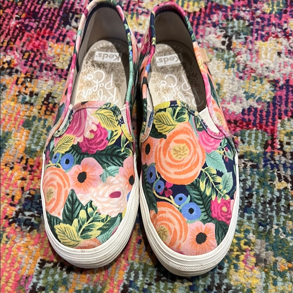 Keds Rifle Paper Co Floral Double Decker Slip On Sneakers